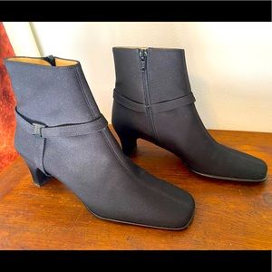 Salvatore Ferragamo, Square toe Booties in Black, Size 6